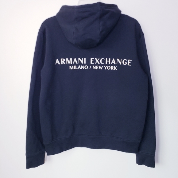 Armani Exchange Milano Hooded Sweatshirt Jacket Black Size Medium - Picture 9 of 13